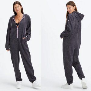 NEW FABLETICS Forever Fleece Hooded Onesie Size: L Jumpsuit leopard